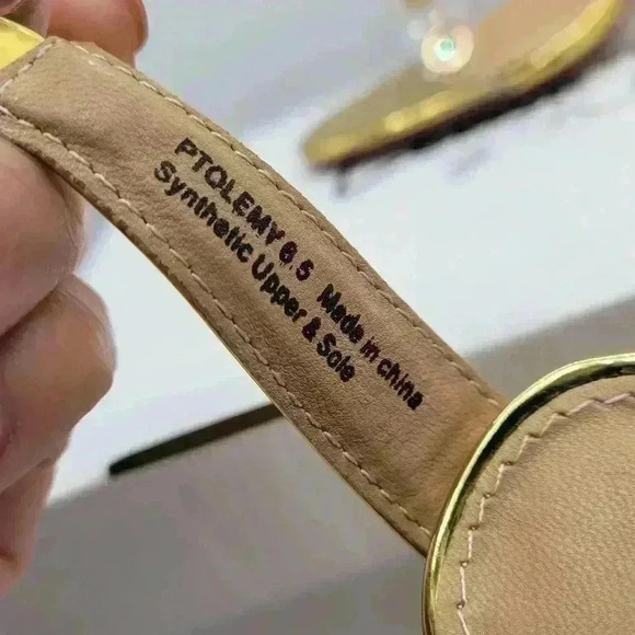 NEW IN BOX Lemon Drop by Privilege Strappy Gold Sandals 6.5 High Heel W/Stones - Picture 4 of 16